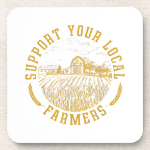 Vintage Support Your Local Farmers Farming Farm Fa Coaster