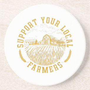 Vintage Support Your Local Farmers Farming Farm Fa Coaster