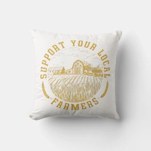 Vintage Support Your Local Farmers Farming Farm Fa Cushion