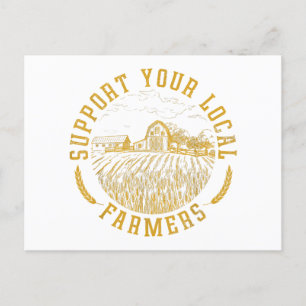 Vintage Support Your Local Farmers Farming Farm Fa Holiday Postcard