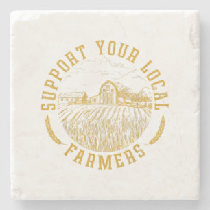 Vintage Support Your Local Farmers Farming Farm Fa Stone Coaster
