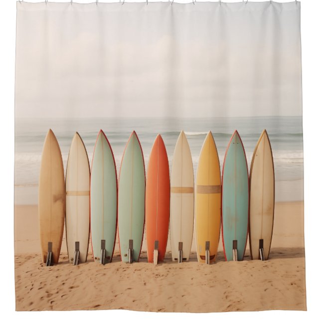 Vintage Surf Boards Shower Curtain (Front)