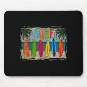 Vintage Surf Boards Surfer Surfing Surfboarding Mouse Pad