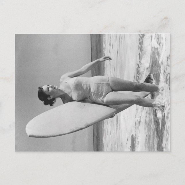 Vintage Surf Girl Postcard (Front)