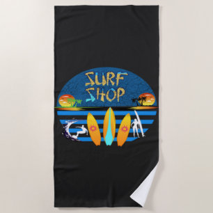 Vintage Surf Shop Suntan  Beach Towel