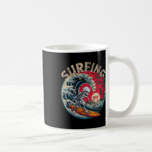 Vintage Surf Skeleton Surfer Surfing Day Of Dead B Coffee Mug