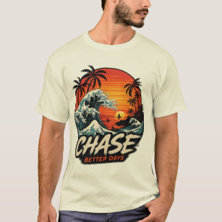 Vintage Surf Sunset & Ocean Waves Coastal Artwork T-Shirt