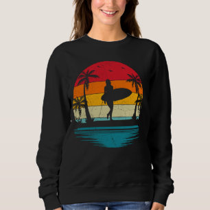 Vintage Surf Surfboard Surfing Girl Beach Surfer S Sweatshirt