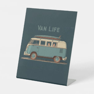 Vintage Surf Van – Retro Camper Design Pedestal Sign
