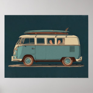 Vintage Surf Van – Retro Camper Design Poster