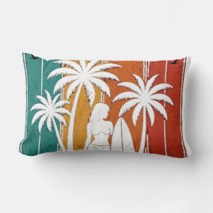 Vintage Surfboard Endless Summer Aesthetic Pillow