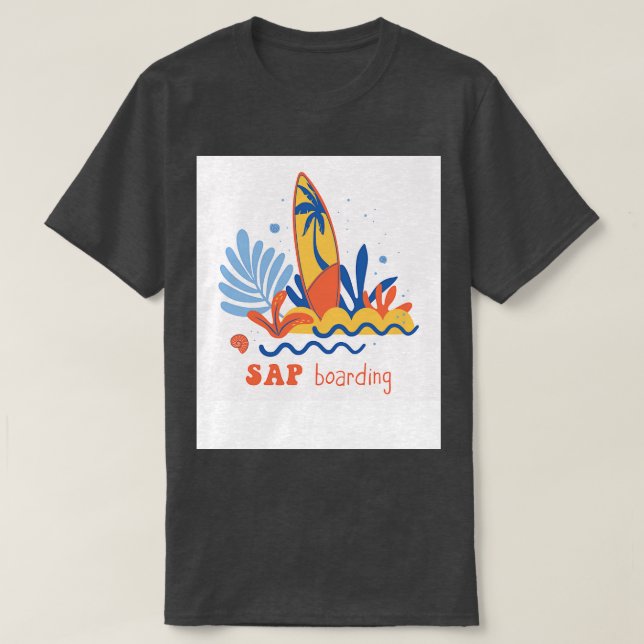 Vintage surfboard on the beach TShirt (Design Front)