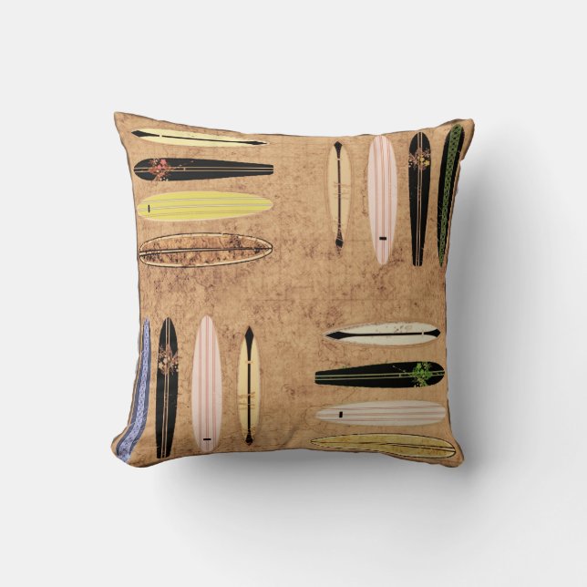 Vintage Surfboard Pillow (Front)