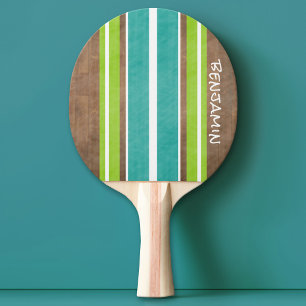 Vintage Surfboard Stripes - Subtle Wood Background Ping Pong Paddle