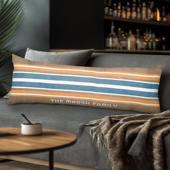Vintage Surfboard Stripes - Subtle Wood Print Body Cushion (Body Pillow with Monogram)