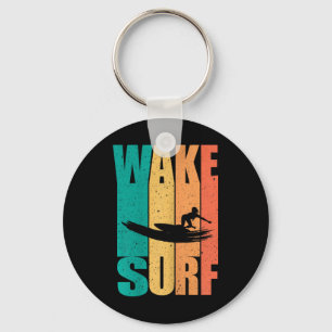Vintage Surfboard Wake Surfing Surfer Key Ring