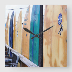 Vintage Surfboards on Montauk Beach Square Wall Clock