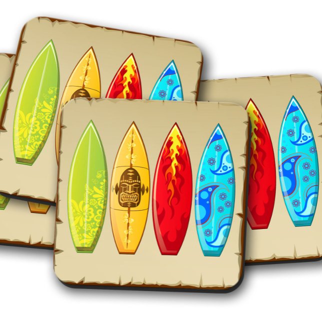 Vintage Surfboards Summer | Retro Surfboard Set Coaster (Creator Uploaded)
