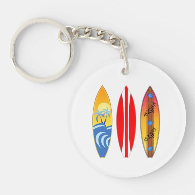 Vintage Surfboards Surfing Key Ring (Front)