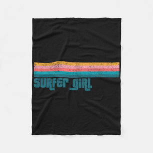 Vintage Surfer Girl Beach Summer Retro Surfing Wom Fleece Blanket