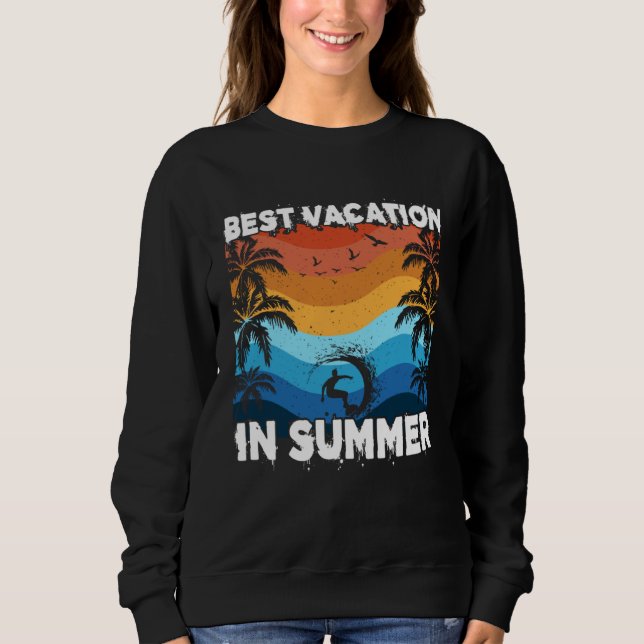 Vintage Surfer Retro Surfing Beach Summer Vacation Sweatshirt (Front)