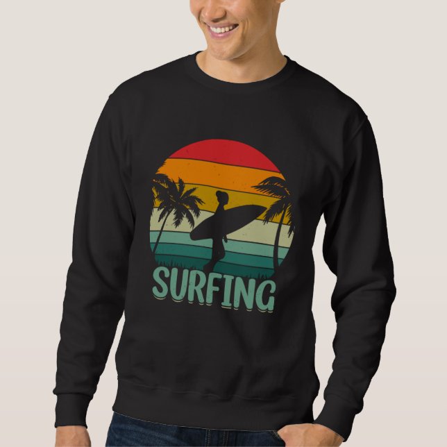 Vintage Surfer Retro Surfing Beach Summer Vacation Sweatshirt (Front)