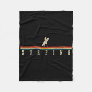 Vintage Surfer Retro Surfing Beach Surf _1 Fleece Blanket