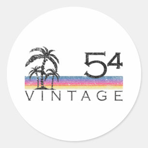 Vintage Surfing 1954 Pacific Ocean Sunset 70th Bir Classic Round Sticker