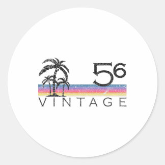 Vintage Surfing 1956 Pacific Ocean Sunset Birthday Classic Round Sticker