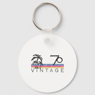 Vintage Surfing 1970 Pacific Ocean Sunset Birthday Key Ring