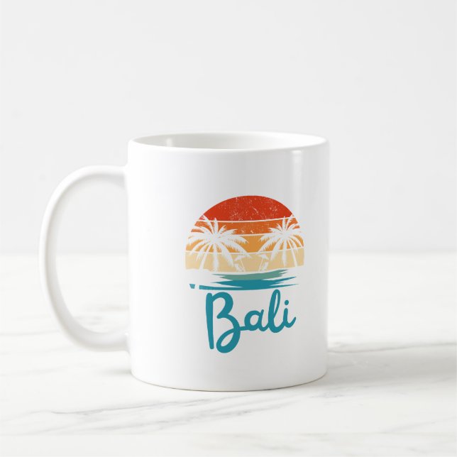 Vintage Surfing Bali Beach Indonesia Coffee Mug (Left)