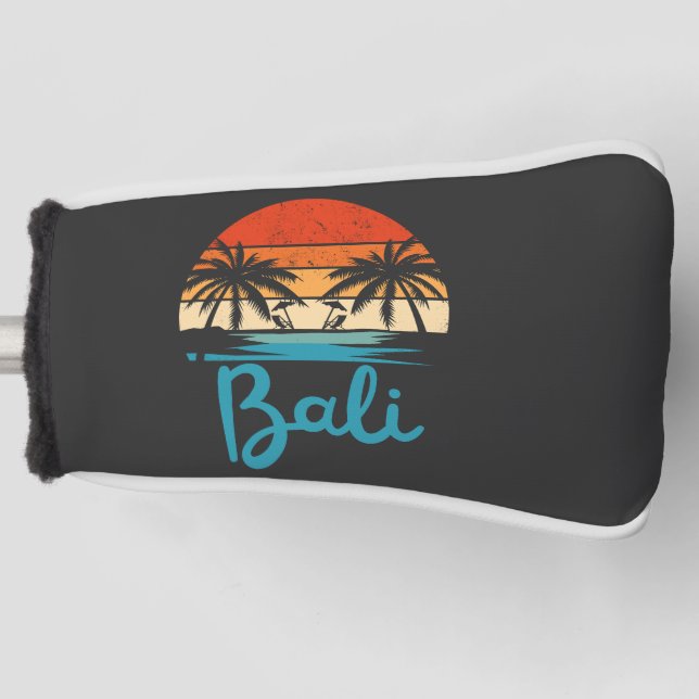 Vintage Surfing Bali Beach Indonesia Golf Head Cover (Front)