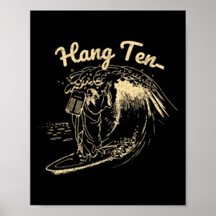 Vintage Surfing Moses Hang Ten Poster