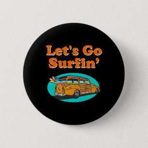 Vintage Surfing Pacific Ocean Surfboard Station Wa 6 Cm Round Badge