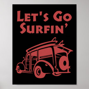 Vintage Surfing Pacific Ocean Surfboard Station Wa Poster
