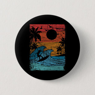 Vintage Surfing Retro Dreaming Beach Palm Tree For 6 Cm Round Badge