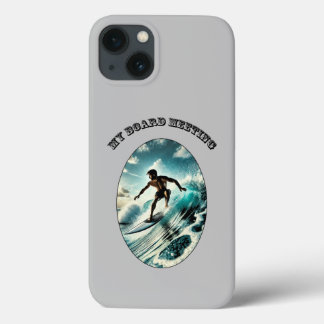 Vintage Surfing Surfer Riding a Large Wave URM iPhone 13 Case