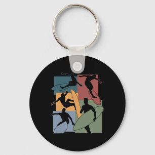 Vintage Surfing Surfer Surfboarding Surfboard Enth Key Ring