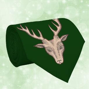 Vintage Surreal Deer Head Antlers Tie