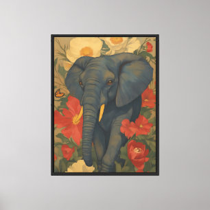 Vintage Surreal Elephant Oil Painting Wall Art