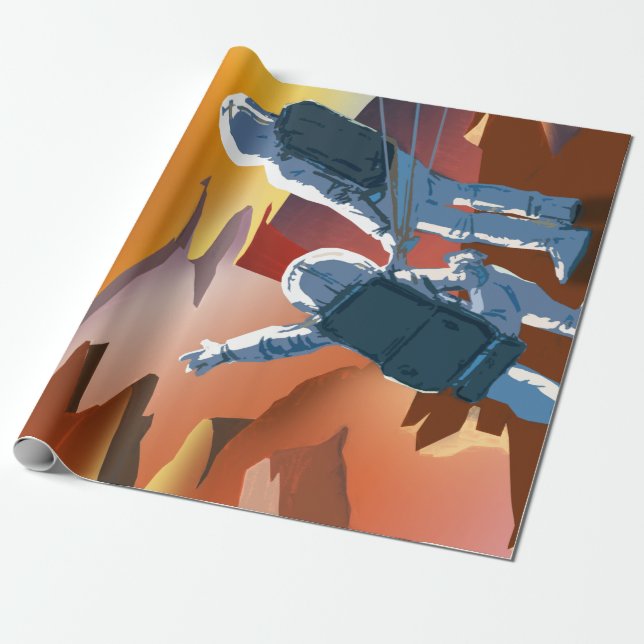 Vintage "Surveyors Wanted" Mars Recruitment Wrapping Paper (Unrolled)