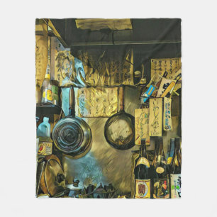 Vintage Sushi Artwork Fleece Blanket