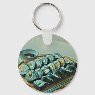 Vintage Sushi Artwork Key Ring