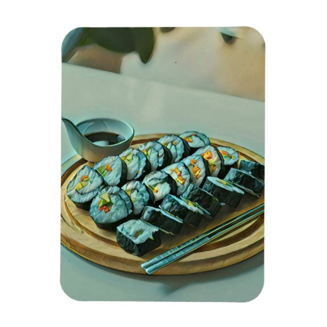 Vintage Sushi Artwork Magnet (Vertical)