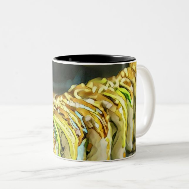 Vintage Sushi gift Two-Tone Coffee Mug (Front Right)