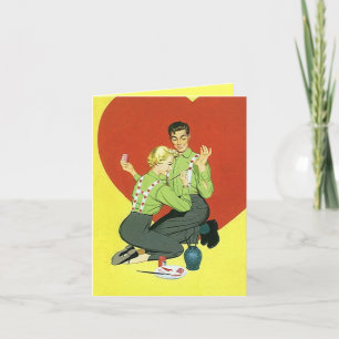 Vintage "Suspender Heart Art" Valentines Day Card
