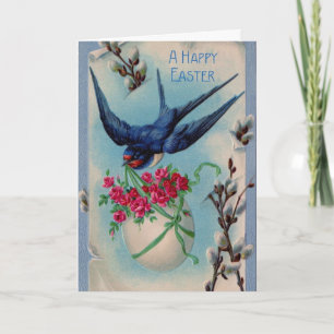 Vintage Swallow Bird Easter Greeting Card