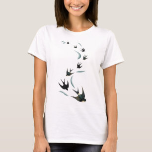 Vintage Swallow Birds Art T-Shirt