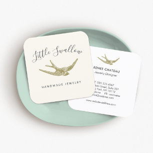 Vintage Swallow Designer Square Business Card