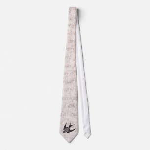 Vintage Swallow Illustration - 1800's Antique Bir Tie